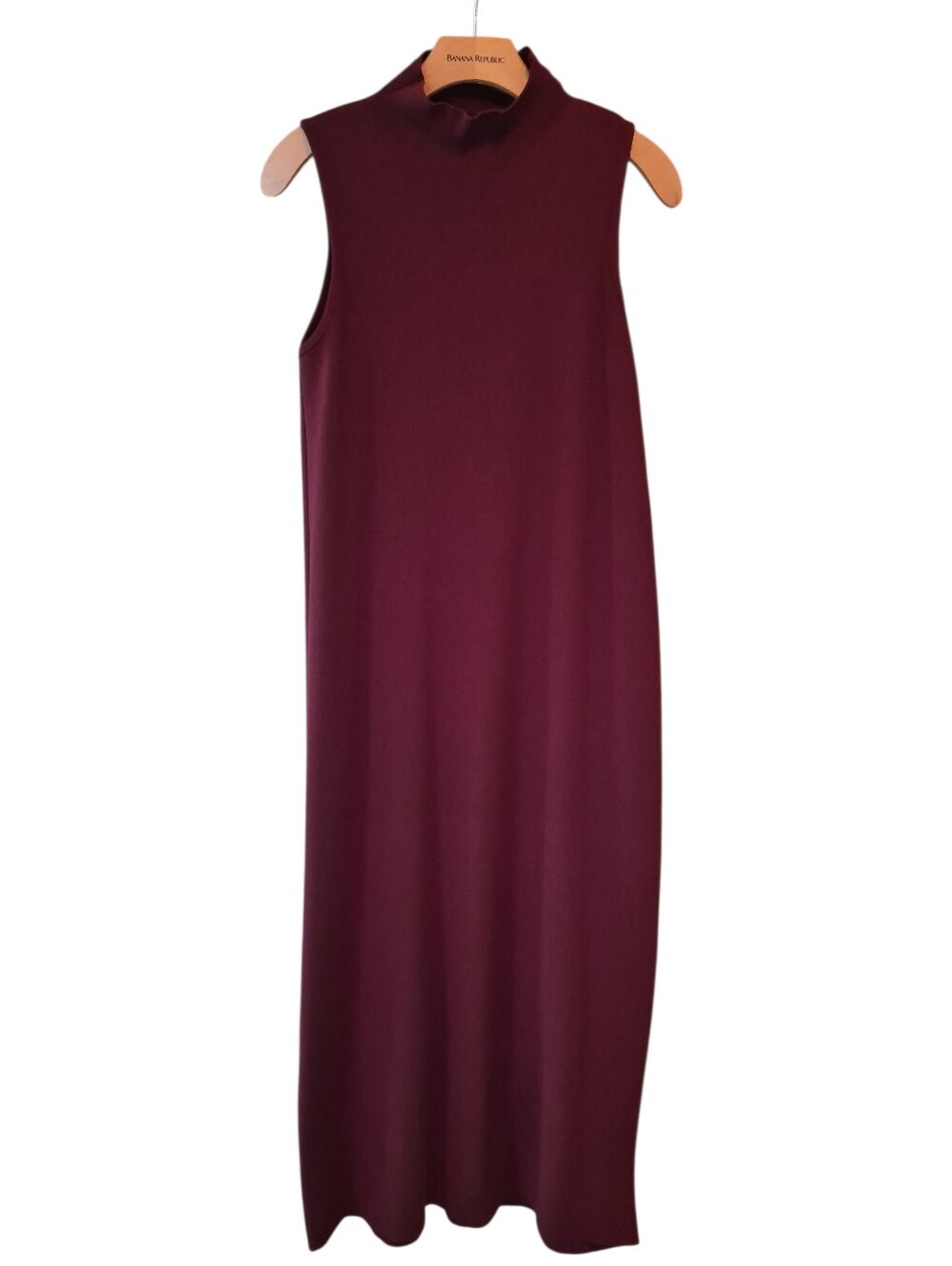 Zara Sleeveless Turtleneck Sweater Dress Knit Burgundy Midy Bodycon Size M